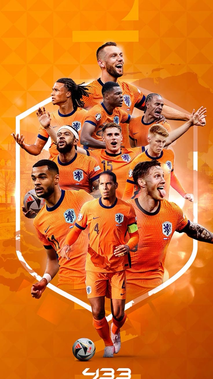 Netherlands national football team celebrating on the pitch